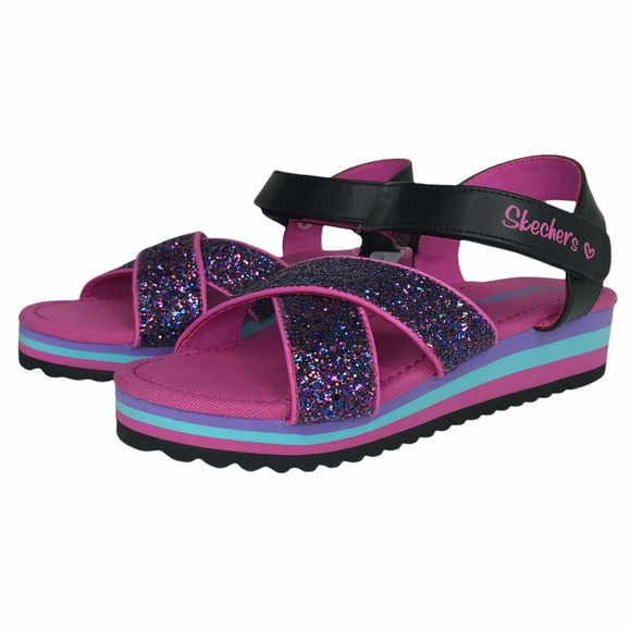 Skechers Toddler & Little Girl's Glitter Sandals Cute & Comfy Multicolor sz 12 - Picture 5 of 6